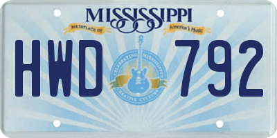 MS license plate HWD792