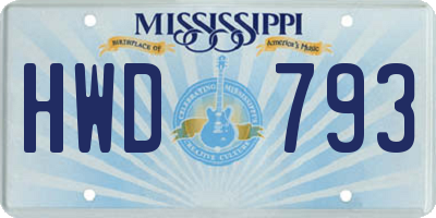 MS license plate HWD793