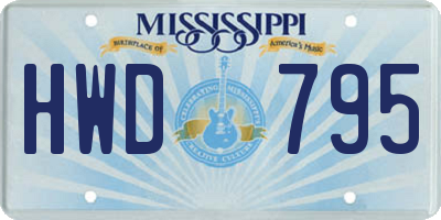 MS license plate HWD795