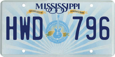 MS license plate HWD796