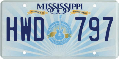 MS license plate HWD797