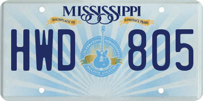 MS license plate HWD805