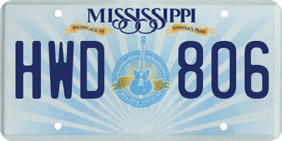 MS license plate HWD806