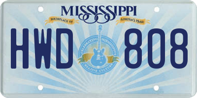 MS license plate HWD808