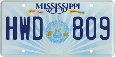 MS license plate HWD809