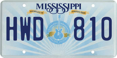 MS license plate HWD810