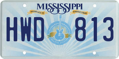 MS license plate HWD813