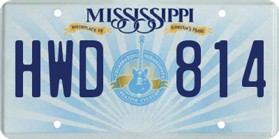 MS license plate HWD814