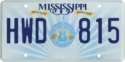 MS license plate HWD815