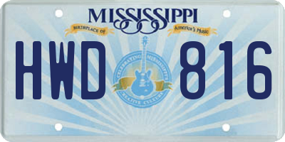 MS license plate HWD816