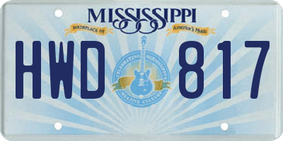 MS license plate HWD817