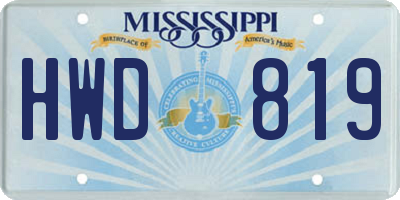 MS license plate HWD819