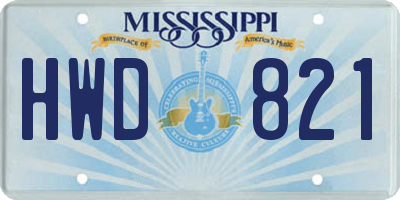 MS license plate HWD821