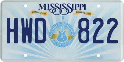 MS license plate HWD822