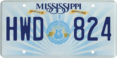 MS license plate HWD824