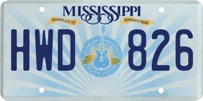 MS license plate HWD826