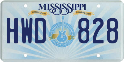 MS license plate HWD828