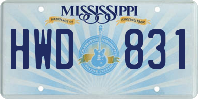 MS license plate HWD831