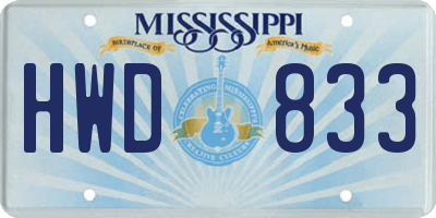 MS license plate HWD833