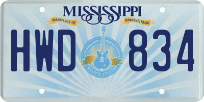 MS license plate HWD834