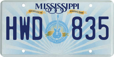 MS license plate HWD835