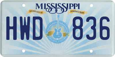 MS license plate HWD836