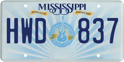 MS license plate HWD837