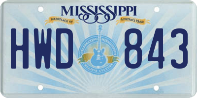 MS license plate HWD843
