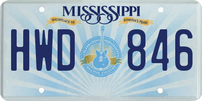 MS license plate HWD846