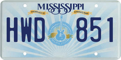 MS license plate HWD851