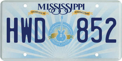 MS license plate HWD852