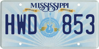 MS license plate HWD853