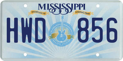 MS license plate HWD856