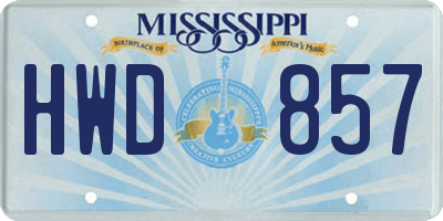 MS license plate HWD857