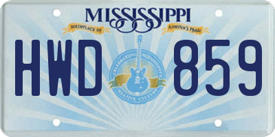 MS license plate HWD859
