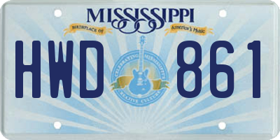 MS license plate HWD861