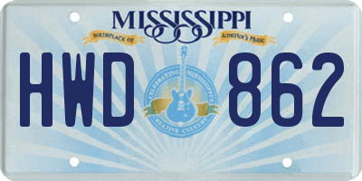 MS license plate HWD862