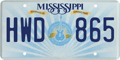 MS license plate HWD865