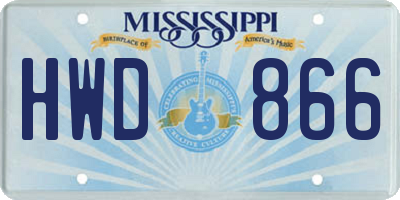 MS license plate HWD866