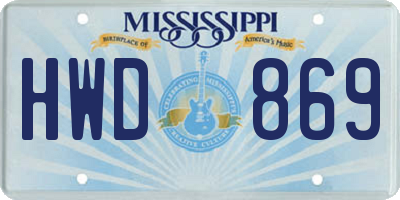 MS license plate HWD869