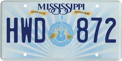 MS license plate HWD872