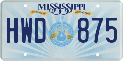 MS license plate HWD875