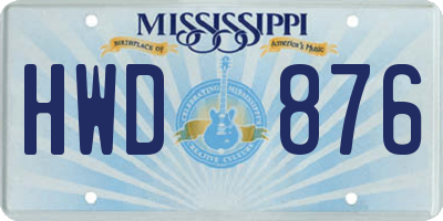 MS license plate HWD876