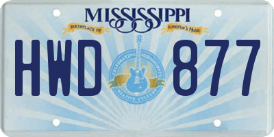 MS license plate HWD877