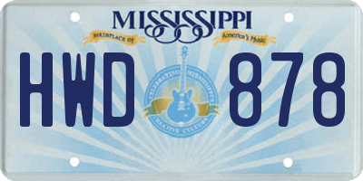 MS license plate HWD878
