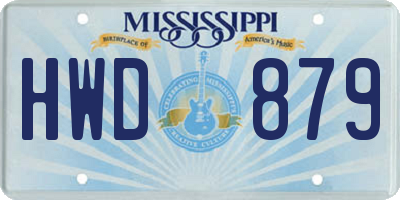 MS license plate HWD879