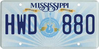 MS license plate HWD880
