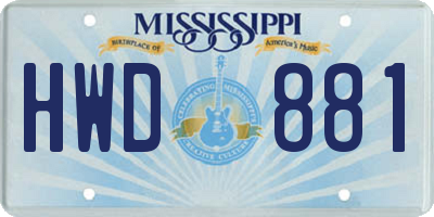 MS license plate HWD881
