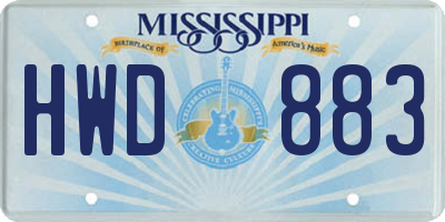 MS license plate HWD883