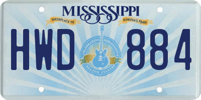 MS license plate HWD884